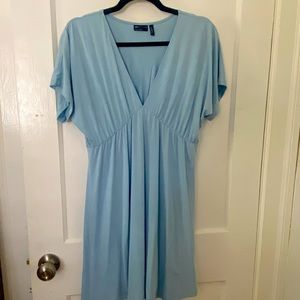 ASOS DESIGN Maternity waisted mini tea dress with buttons in baby blue